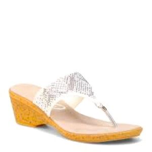 Onex White and Silver Wedge Sandals NWOB